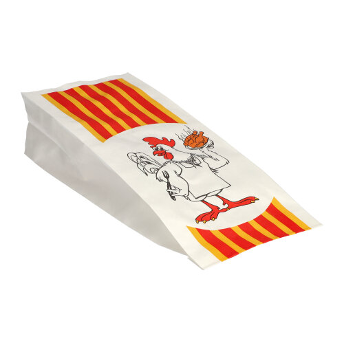 10 x 100 Hähnchenbeutel, Papier mit HDPE-Einlage 24 cm x 10,5 cm x 5,5 cm "Grillhähnchen" 1/2