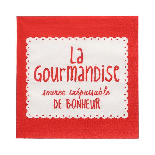20 Servietten, 3-lagig 1/4-Falz 33 cm x 33 cm rot "La Gourmandise"