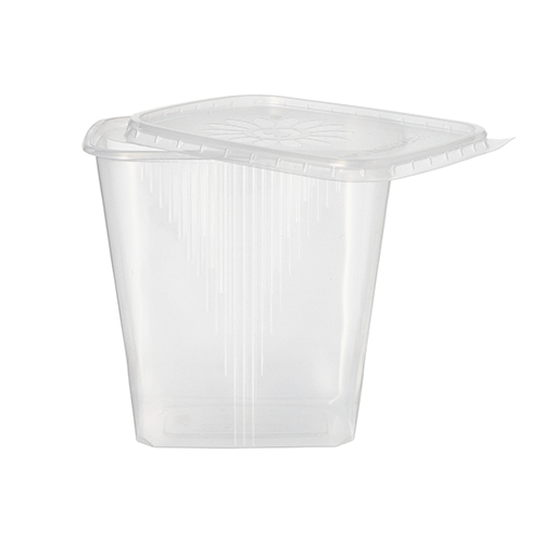 50 Verpackungsbecher mit Deckel, PP eckig 500 ml 10,1 cm x 8,9 cm x 11,4 cm transparent