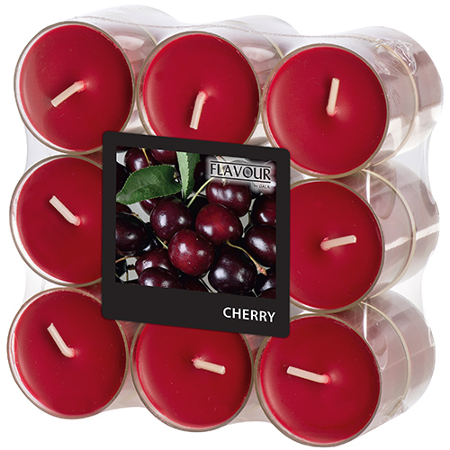 6 x 18 "GALA" Duftlichte Ø 38 mm · 24 mm bordeaux - Cherry in Polycarbonathülle