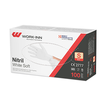 10 x 100 "WORK-INN/PS" Handschuhe Nitril puderfrei "White Soft" weiss Größe: S
