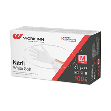 10 x 100 "WORK-INN/PS" Handschuhe Nitril puderfrei "White Soft" weiss Größe: M