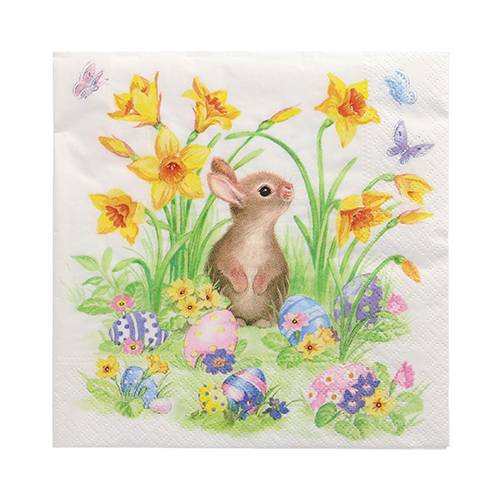 20 Servietten, 3-lagig 1/4-Falz 33 cm x 33 cm "Cute Bunny"