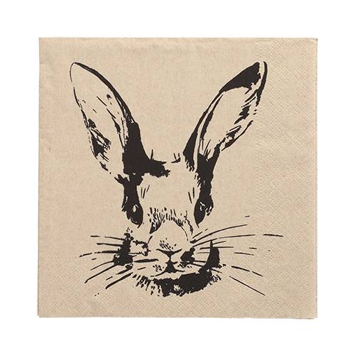 20 Servietten, 3-lagig 1/4-Falz 33 cm x 33 cm natur "My Name is Rabbit" aus recyceltem Papier