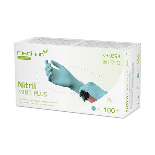 100 "Medi-Inn Classic" Handschuhe, Nitril puderfrei mint "Mint Plus" Größe: XS