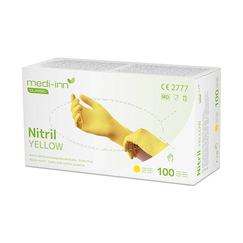 100 "Medi-Inn Classic" Handschuhe, Nitril puderfrei gelb "Nitril Yellow" Größe: M