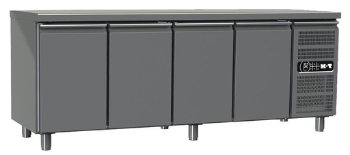 K+T Kühltisch GN 1/1, Korpushöhe 700 mm, abgekantete Arbeitsplatte, 4 Abteile, steckerfertig