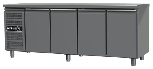 K+T Kühltisch GN 1/1, Korpushöhe 700 mm, abgekantete Arbeitsplatte, 4 Abteile, steckerfertig