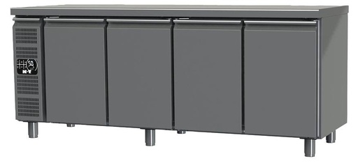 K+T Kühltisch GN 1/1, Korpushöhe 700 mm, abgekantete Arbeitsplatte, 4 Abteile, Zentralkühlung