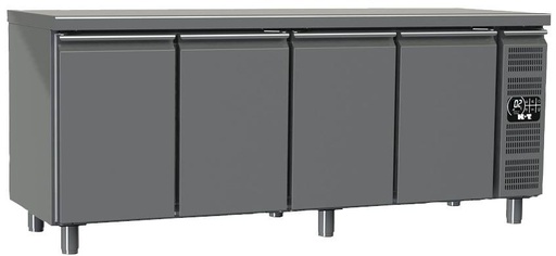 K+T Kühltisch GN 1/1, Korpushöhe 700 mm, abgekantete Arbeitsplatte, 4 Abteile, Zentralkühlung