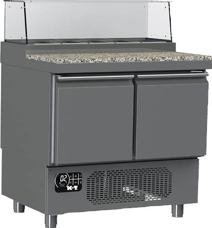 K+T Belegstation GN 1/1, Korpushöhe 475 mm, abgekantete Garnitarbeitsplatte, 2 Abteile, steckerfertig