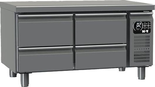 K+T Snackkühltisch GN 1/1, Korpushöhe 475 mm, abgekantete Arbeitsplatte, 2 Abteile, Zentralkühlung