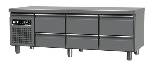 K+T Snackkühltisch GN 1/1, Korpushöhe 475 mm, abgekantete Arbeitsplatte, 3 Abteile, steckerfertig