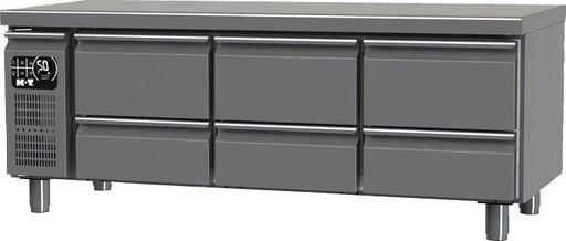 K+T Snackkühltisch GN 1/1, Korpushöhe 475 mm, abgekantete Arbeitsplatte, 3 Abteile, Zentralkühlung