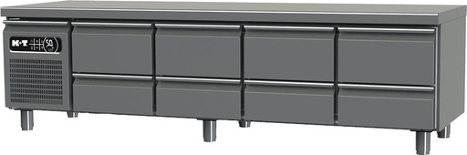K+T Snackkühltisch GN 1/1, Korpushöhe 475 mm, abgekantete Arbeitsplatte, 4 Abteile, steckerfertig