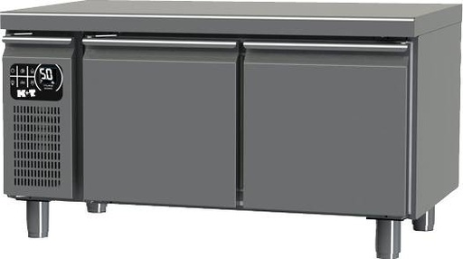 K+T Snacktiefkühltisch GN 1/1, Korpushöhe 475 mm, abgekantete Arbeitsplatte, 2 Abteile, Zentralkühlung