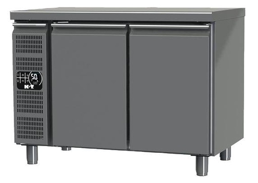 K+T Tiefkühltisch GN 1/1, Korpushöhe 700 mm, abgekantete Arbeitsplatte, 2 Abteile, Zentralkühlung