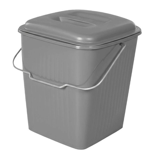 Viereck-Deckeleimer 12 Liter mit Metallbügel, 27 cm x 27 cm x 29 cm | rauchgrau