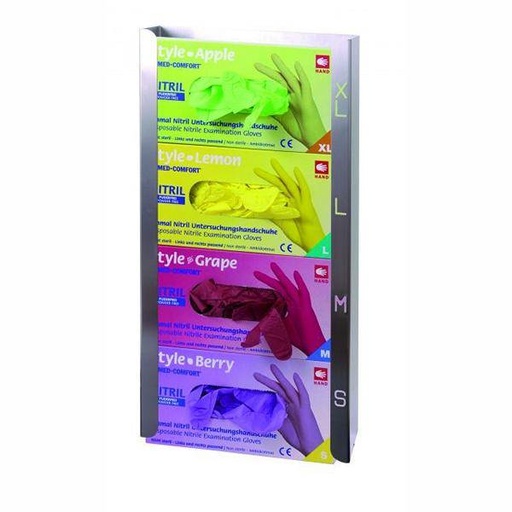 Wandhalter für Handschuhboxen Edelstahl 4-fach | Farbe silber