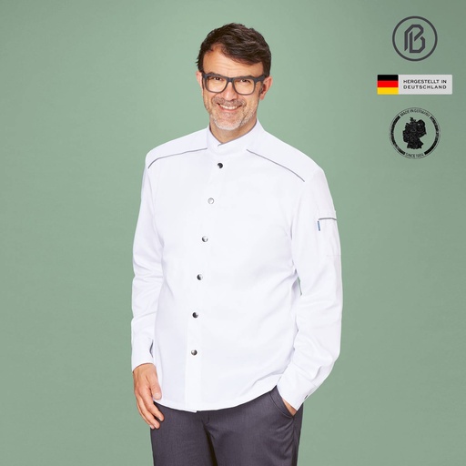 Repet-Henry, weiße Herren-Kochjacke